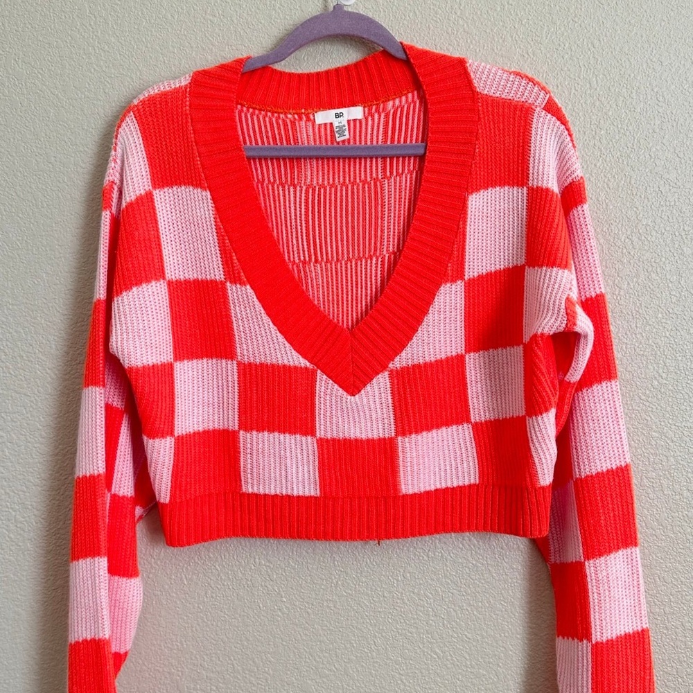 BP Sweater in Neon Orange. this is a true neon orange in person